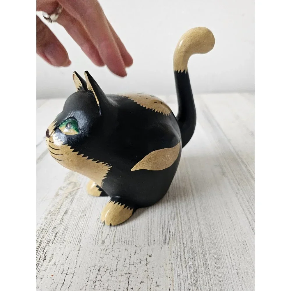 Pier 1 cat Indonesia statue figurine‎ decor unique